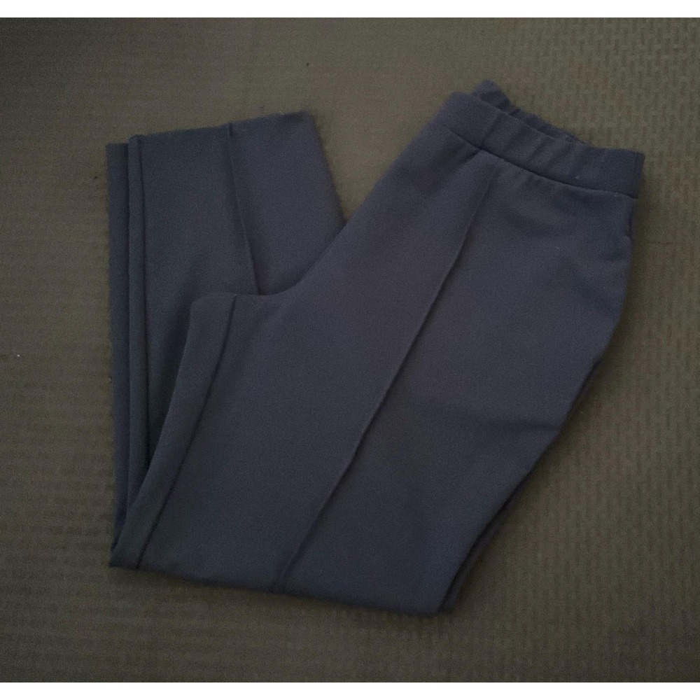 Nina Leonard Pants Womens Medium Blue Pull On Elastic Waist Straight Career
